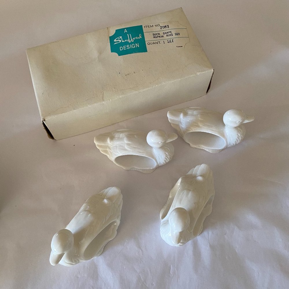 vintage shafford porcelain duck napkin ring holder NEW